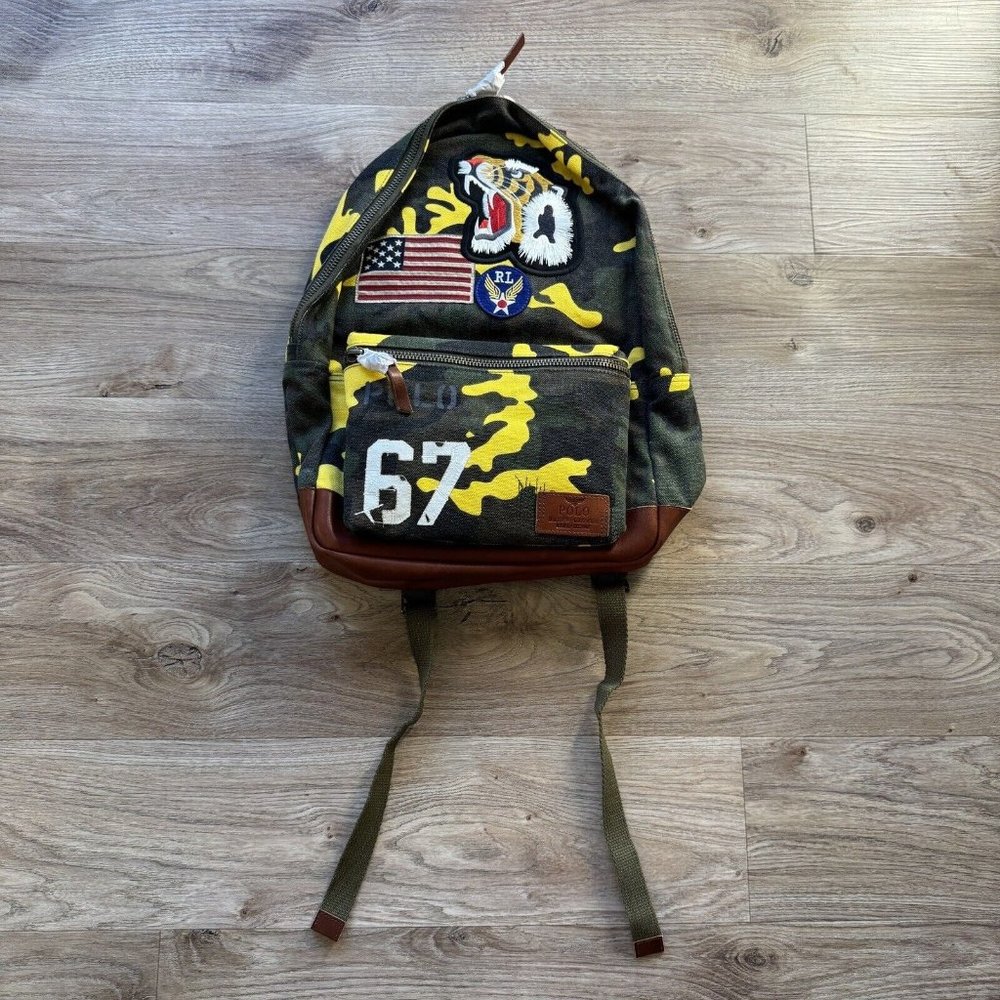 NWT Polo Ralph Lauren Tiger-Patch Camo Canvas Backpack MSRP $225